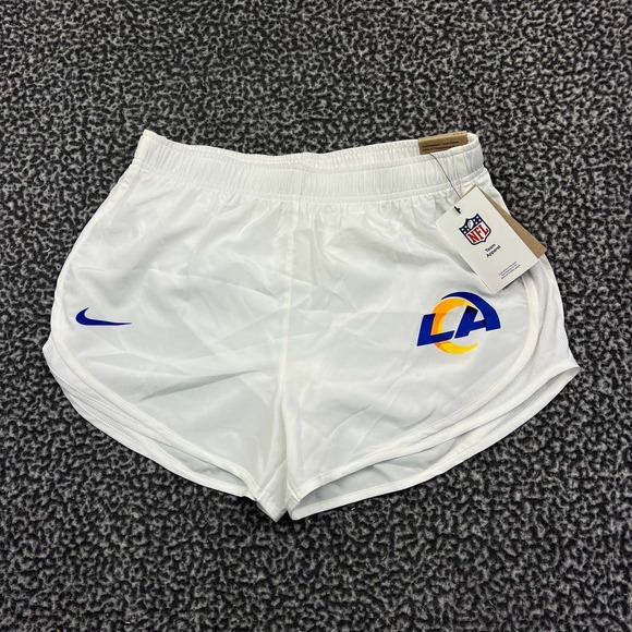 Nike Dri-Fit Athletic Shorts Women Medium White Los Angeles LA Rams NFL New 29